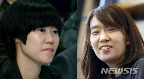 소설가 김애란(왼쪽), 한강