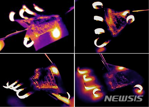 전자피부로 구현되는 소프트 로봇의 다양한 움직임