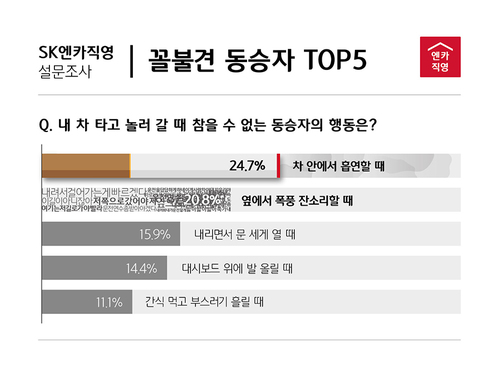 차안 동승자 꼴불견 행동 1위 '흡연'…SK엔카직영 설문조사