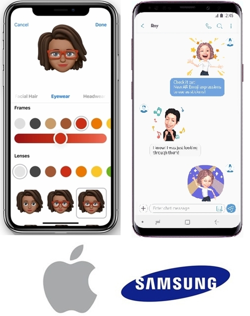 애플이 선보인 '미모지(Memoji)'와 삼성전자의 'AR이모지(AR Emoji)' 