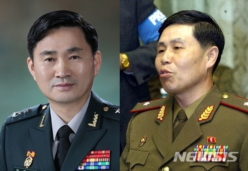 【서울=뉴시스】 14일 남북 장성급 군사회담에 대표로 나서는 김도균 국방부 대북정책관(왼쪽)과 안익산 북한군 육군 중장. (사진=국방부, 뉴시스DB)