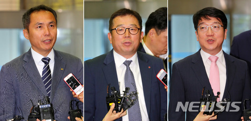 왼쪽부터 김순용 KT 정책협력담당 상무, 강학주 LG유플러스 공정경쟁담당 상무, 임형도 SK텔레콤 정책협력실 상무. 