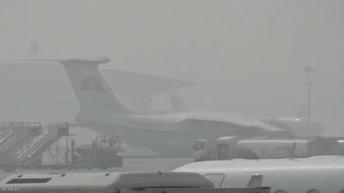 【서울=뉴시스】중국 베이징 서우두 공항에 19일 오전 도착한 북한 수송기 일루신-76. <사진출처:NHK>2018.06.19 