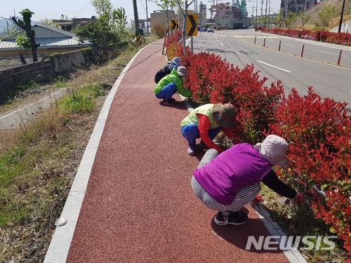 공공일자리 도로변 환경정비 작업