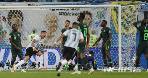 [종합]'로호 역전골' 아르헨, 나이지리아에 역전승…극적 16강
