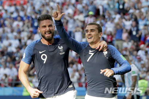 프랑스-아르헨티나, 16강 첫 판 전반전 1:1 팽팽