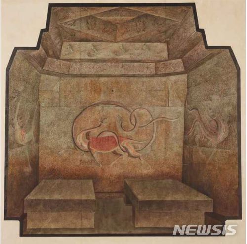 【서울=뉴시스】 한성백제박물관 소장 강서대묘 '현무' 모사도
