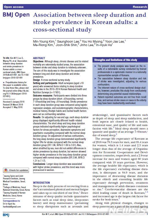 잠 많이 자는 여성, 정상보다 뇌졸중 유병률 3배 높아