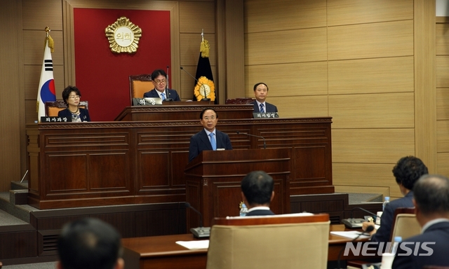 【임실=뉴시스】강인 기자 = 17일 전북 임실군의회는 본회의장에서 제280회 임시회를 열고 8일 간 회기 일정에 들어갔다. 2018.07.17 (사진=임실군 제공)kir1231@newsis.com