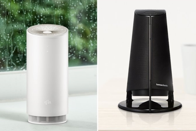 SKT 누구(왼쪽) KT 기가지니.