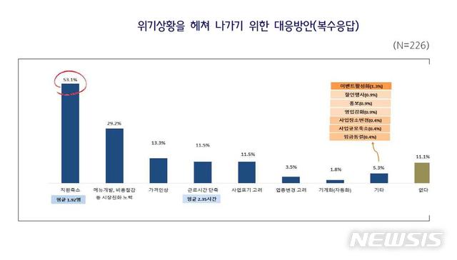 【서울=뉴시스】자영업자·소상인 300명을 대상으로 실시한 '최근 경기상황에 대한 의견조사' 중 위기상황 대응방안. 18.7.22(그래픽=중소기업중앙회 제공)&nbsp; photo@newsis.com 
