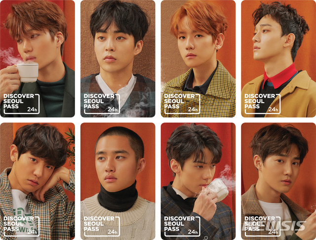 【서울=뉴시스】손대선 기자 = 한류를 이끌고 있는 아이돌그룹 '엑소(EXO)'의 이미지를 입힌 '디스커버 서울패스' 특별 한정판. 20일 출시된다. (사진 = 서울시 제공) photo@newsis.com