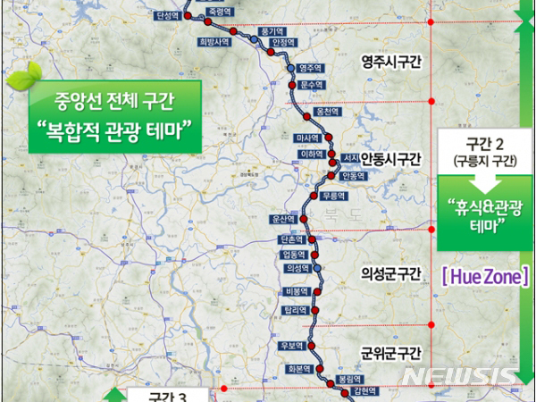   【영주=뉴시스】김진호 기자 = 경북 영주시는 9일 풍기읍사무소와 문수면사무소 등 2개소에서 '중앙선 철도 유휴부지 활용 기본계획'에 대한 주민설명회를 갖고 주민의견 수렴에 나섰다. 사진은 지난해 한국철도시설공단이 발표한 '중앙선 폐철도 구간 활용방안(경북지역). 2018.08.09 (사진=영주시 제공) photo@newsis.com