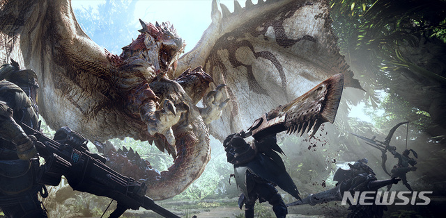 【서울=뉴시스】 안호균 기자 = 텐센트의 게임 유통 플랫폼 '위게임'이 13일 중국에서 출시한 블록버스터 게임 '몬스터헌터 월드'가 규제 요건을 충족하지 못한다는 이유로 판매를 중단한다고 밝혔다.(그래픽 출처: 캡콤 홈페이지). 2018.8.14