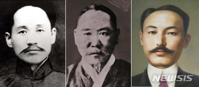 【청주=뉴시스】강신욱 기자 = 국가보훈처가 내년 3·1운동과 대한민국 임시정부 수립 100주년을 맞아 '2019년 이달의 독립운동가' 12명을 선정하는 가운데 신채호·손병희·이상설 선생(왼쪽부터) 등 본적 기준 충북 출신 독립운동가 3명이 후보에 올랐다. 2018.08.15. (사진=뉴시스 DB) photo@newsis.com