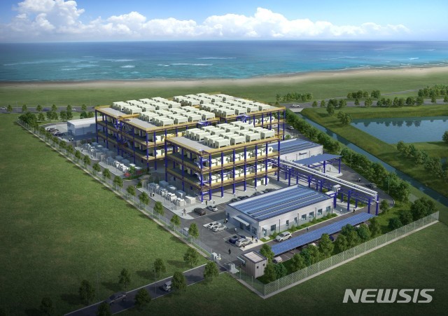 【서울=뉴시스】충청남도 서산시 대산읍 소재 수소연료전지 발전소 조감도. (사진 = SK증권 제공)
