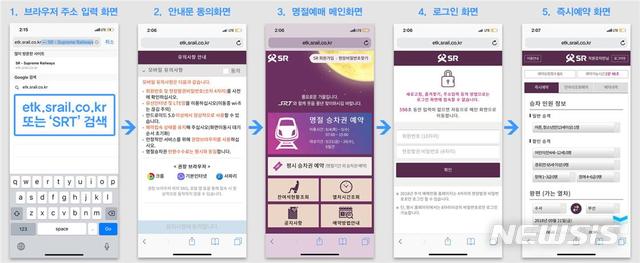 【대전=뉴시스】김양수 기자 = 모바일 웹페이지를 이용한 SRT 명절승차권 구입 방법 이미지.2018.08.21(사진=SR 제공) photo@newsis.com