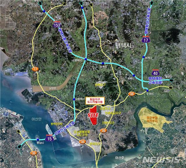 【평택=뉴시스】 정숭환 기자 = 경기 평택시 안중 화양지구 도시개발사업 환지계획 인가 (위치도)