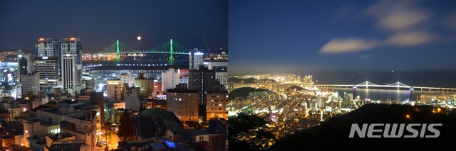 【부산=뉴시스】 제갈수만 기자 = 부산관광공사는 부산의 낭만 가득한 야경을 조망할 수 있는 최고의 장소 3곳을 선정하여 ‘추천! 9월의 가볼만한 곳’을 지난달 30일 발표했다. 사진 왼쪽부터 부산! 부산의 야경조망지 '168계단 전망대', '황령산 전망쉼터' 야경 모습이다. 2018.08.30. (사진= 부산관광공사 제공) photo@newsis.com