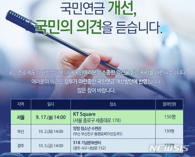 정부, 17일부터 토론회 열어 국민연금 개선 의견수렴…450명 선발