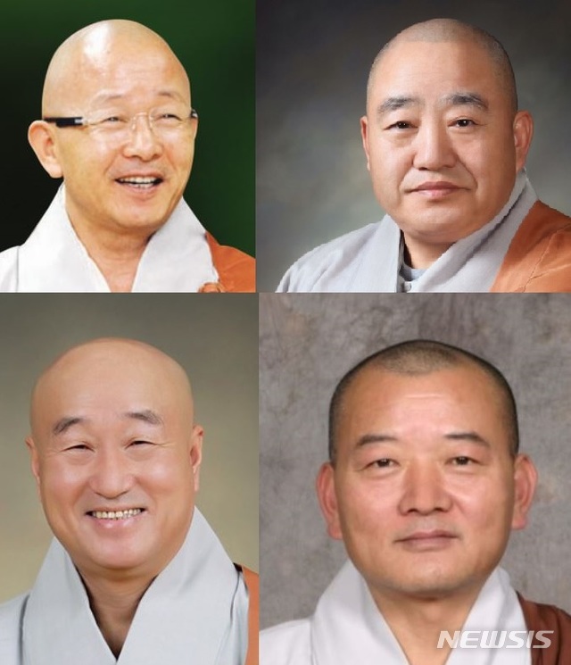 제36대 조계종 총무원장 후보. 왼쪽 위부터 시계방향으로 혜총·원행·정우·일면 스님