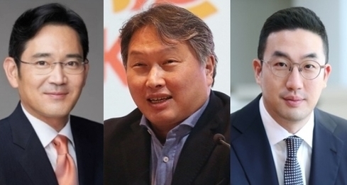 이재용(왼쪽부터) 삼성전자 부회장, 최태원 SK 회장, 구광모 LG 회장