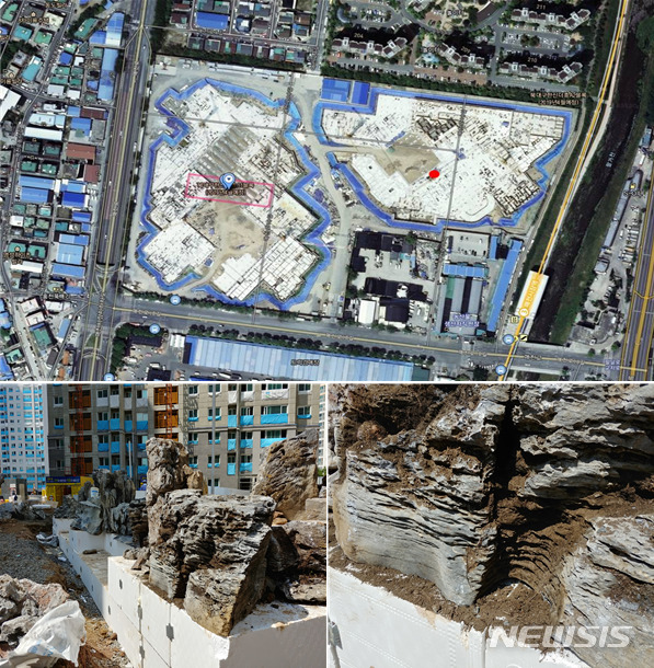 【세종=뉴시스】대구 북구 매천동 아파트 건설 현장 내 붉은불개미 발견장소 위성사진(上)과 조경용 바위(下). 2018.09.18. (사진= 농림축산검역본부 제공) 
