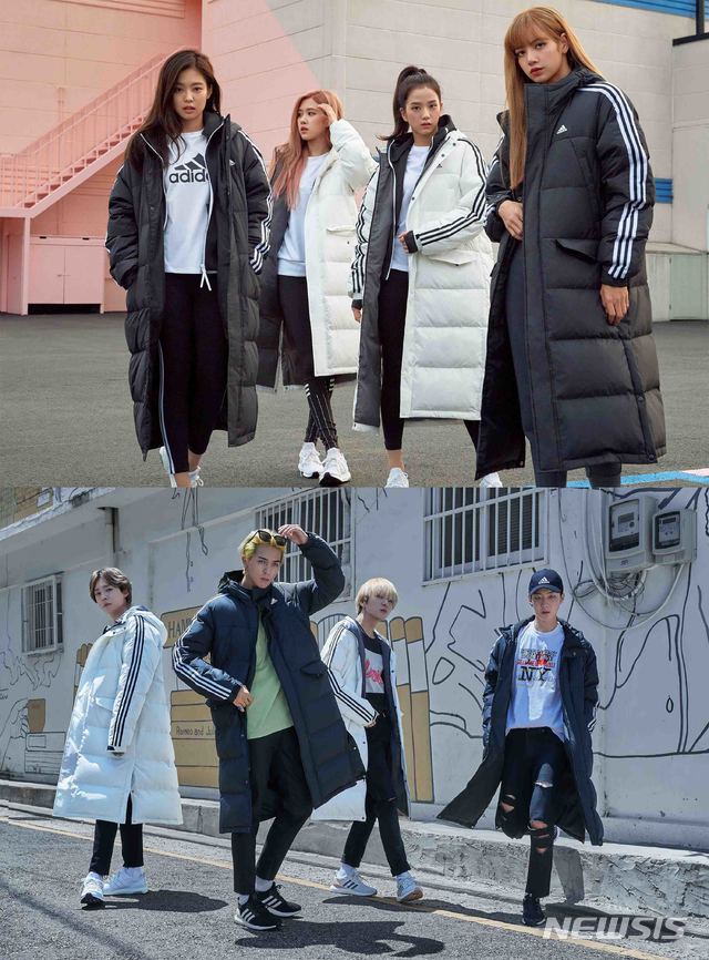 【서울=뉴시스】블랙핑크&위너 롱패딩 화보. 2018.9.20(사진=아디다스 제공) photo@newsis.com