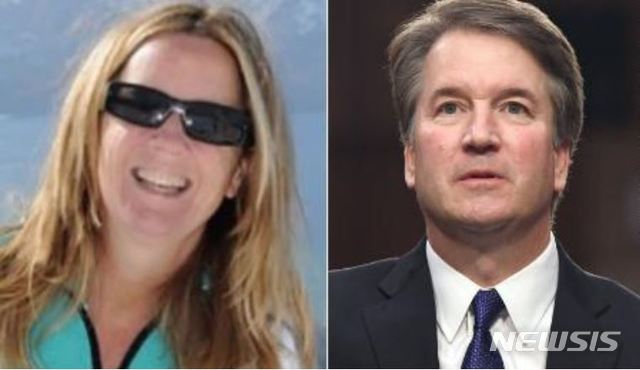 【서울=뉴시스】 브렛 캐버노 미국 연방대법관 지명자의 성폭행 미수 의혹을 주장한 크리스틴 포드가 폭로 이후 이어지는 2차 피해로 고통받고 있다고 19일(현지시간) CNN이 보도했다. 사진은 크리스틴 포드(왼쪽)와 브렛 캐버노(오른쪽) (사진=CNN 캡처) 2018.09.20 
