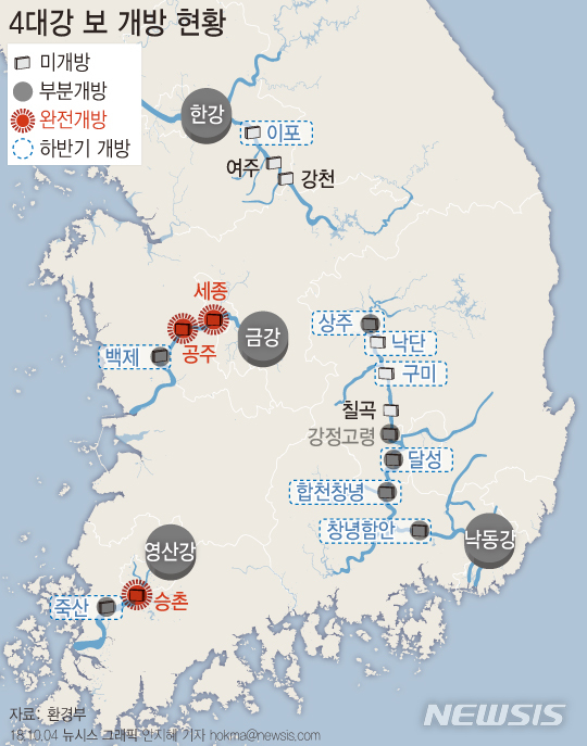4대강 16개보 중 13개보 문 연다…한강 첫 개방