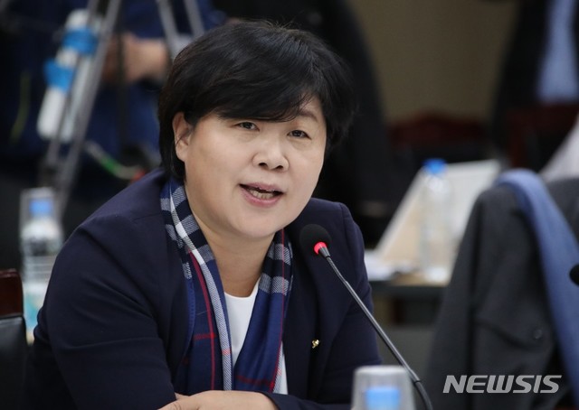 【창원=뉴시스】 강경국 기자 = 19일 경남도교육청 대강당에서 열린 경남 등 8개 시·도교육청에 대한 국회 교육위원회 국정감사에서 더불어민주당 서영교 의원이 경남도교육청이 추진 중인 경남학생인권조례와 관련 질문을 하고 있다.2018.10.19.&nbsp; kgkang@newsis.com 