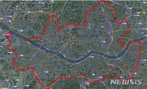 광견병 미끼예방약 살포지역(붉은색 선을 따라 살포) 