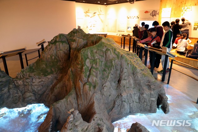 【서울=뉴시스】조성봉 기자 = 독도의 날인 지난해 10월25일 오후 서울 서대문구 독도체험관에서 어린이들이 전시물을 관람하고 있다.&nbsp; 독도의 날은 2000년 독도수호대가 일본의 부당한 독도 영유권 주장에 대응하기 위해 1900년 대한제국이 독도 칙령을 공표한 날을 기념일로 지정했고, 2010년 전국 단위로 선포됐다. 2019.02.22 suncho21@newsis.com