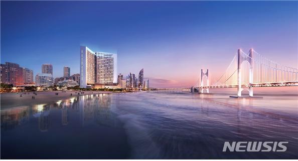 【서울=뉴시스】한양산업개발㈜, '타워더모스트 광안 오션스위트' 투시도