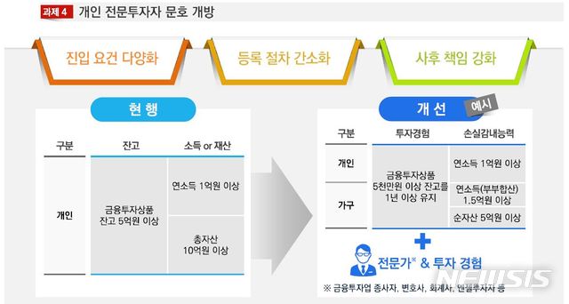 【서울=뉴시스】개인 전문투자자 진입 요건 완화 방안. (자료=금융위원회 제공)