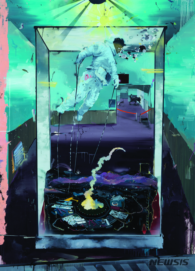 【서울=뉴시스】 박석민, 두더지의 수집목록 #3, 2017, 캔버스 위에 유화물감, 아크릴물감, 컬러스프레이, 210.7x150.5cmMole’s Collection #3, 2017, oil, acrylic, spray on canvas, 210.7x150.5cm