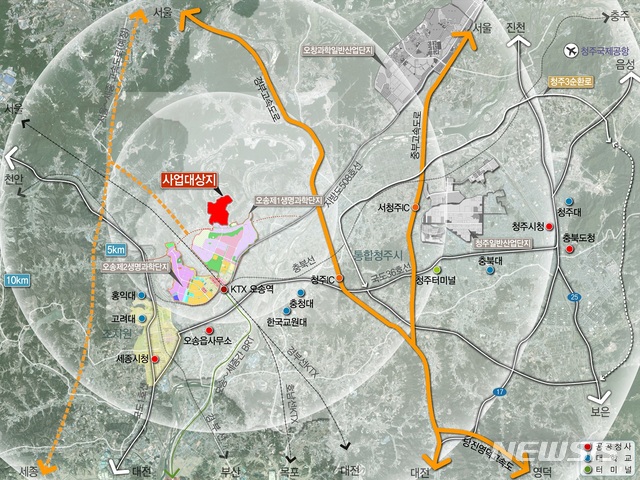 【청주=뉴시스】청주 오송 화장품산업단지 위치도. (사진=뉴시스 DB) photo@newsis.com