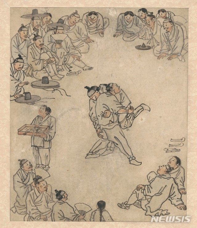 김홍도 '씨름도', 풍속도 화첩