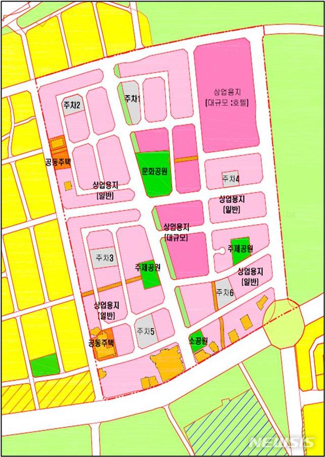 제주시 화북상업지역 개발계획 평면도.(제주도청 제공)