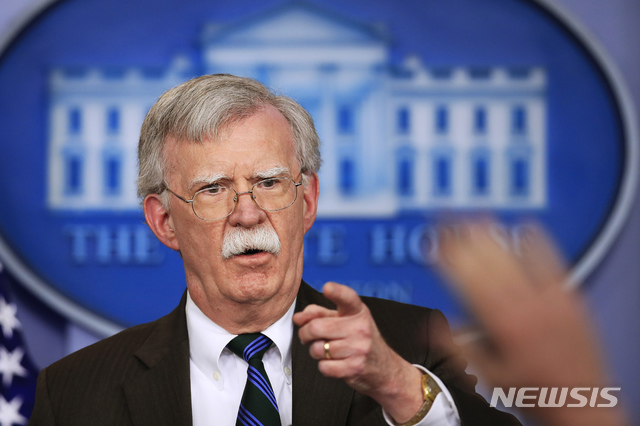 【워싱턴=AP/뉴시스】 존 볼턴 백악관 국가안보보좌관.