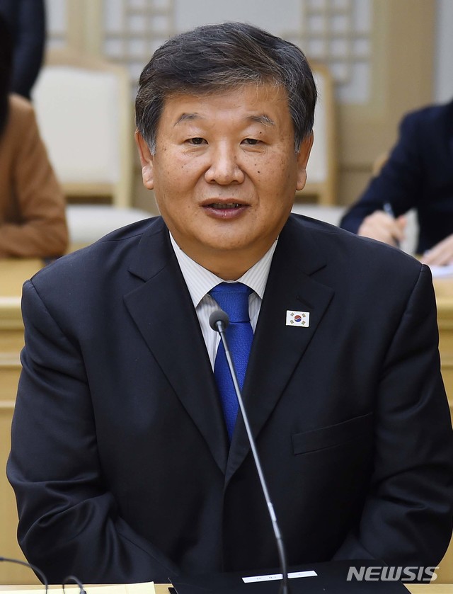 【개성=뉴시스】사진공동취재단 = 노태강 문화체육관광부 제2차관이 14일 북측 개성 남북 공동연락사무소에서 열린 제2차 남북체육분과회담에서 모두발언을 하고 있다. 2018.12.14.&nbsp; photo@newsis.com