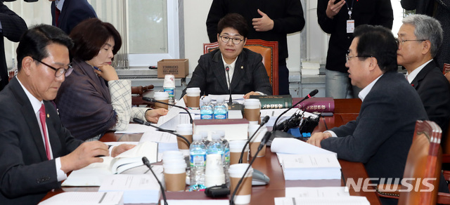 【서울=뉴시스】박영태 기자 = 19일 오후 서울 영등포구 여의도 국회에서 열린 국회 환경노동위원회 고용노동소위원회를 임이자 소위원장이 주재하고 있다. 2018.12.19.since1999@newsis.com