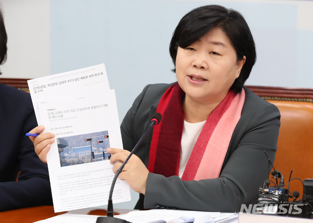 【서울=뉴시스】고승민 기자 = 20일 오전 서울 여의도 국회에서 열린 더불어민주당 정책조정회의에서 서영교 원내수석부대표가 자유한국당 측에서 제기한 청와대 특감반원 김태우 의혹 및 추가 '사찰' 의혹 등을 반박하고 있다. 2018.12.20.kkssmm99@newsis.com