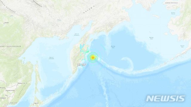 【서울=뉴시스】20일(현지시간) 러시아 동부 해안에서 규모 7.4의 지진이 발생했다. (사진 = 미 지질조사국(USGS)) 