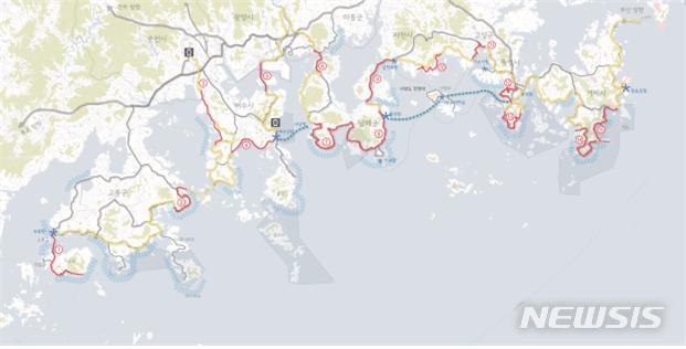 【서울=뉴시스】 남해안 해안경관도로 15선 현황도. (제공=국토교통부)
