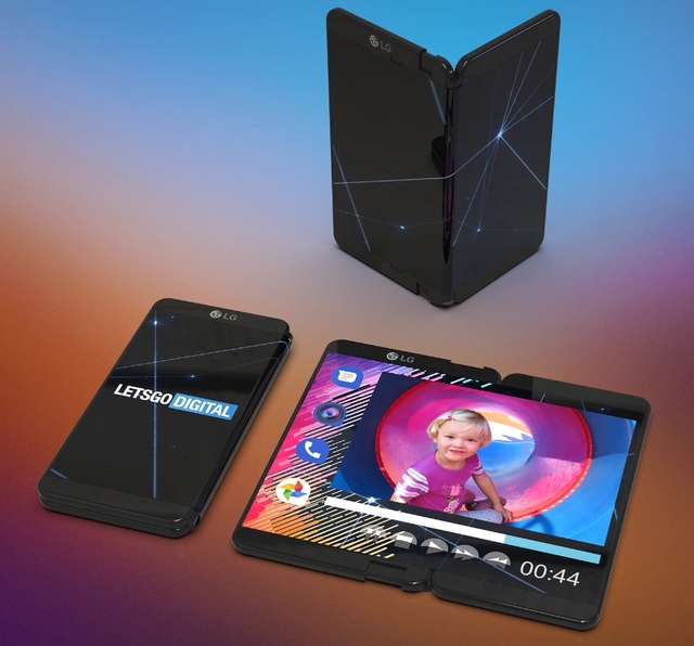 【서울=뉴시스】IT전문 외신 레츠고디지털(Letgodigital)은 LG전자의 특허를 기반으로 예상한 LG 폴더블 폰의 3D랜더링. 레츠고디지털은 LG전자의 폴더블폰이 펼쳤을 때 좌측화면이 확장되는 롤러블(Rollable) 디스플레이 기술이 접목된 것으로 예상했다. 사진=레츠고디지털 (관련링크 https://en.letsgodigital.org/smartphones/lg-foldable-smartphone)