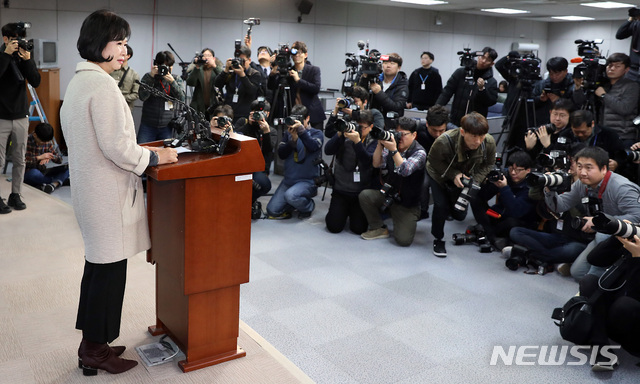 【서울=뉴시스】이종철 기자&nbsp; = 목포 부동산 투기 의혹을 받고 있는 더불어민주당 손혜원 의원이 20일 서울 여의도 국회 정론관에서 기자회견을 갖고 '투기 의혹' 해명과 자신의 거취를 포함한 입장을 밝히고 있다. 2019.01.20.jc4321@newsis.com