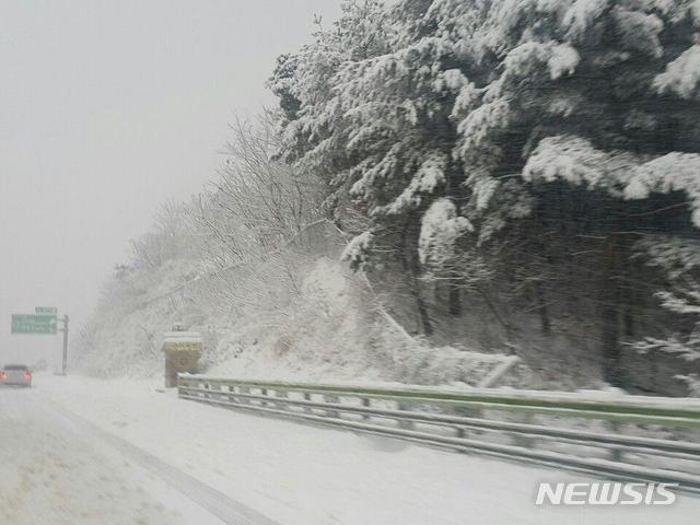 【속초=뉴시스】박종우 기자 = 31일 오후 강원 속초시 동해고속도로 일대에 폭설이 내렸지만 제설작업이 진행되지 않고 있다. 2019.01.31.jongwoo425@newsis.com