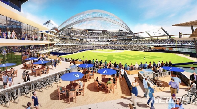 【로스앤젤레스=뉴시스】 새해 들어 미국 메이저리그 팀 확대 움직임이 구체화되고 있다. 현재 30개 팀으로 운영되고 있는 메이저리그(MLB)는 이미 알려져온대로 32개 팀으로 확대하는 것을 목표로 하고 있으며, MLB 참여에 가장 적극적인 도시는 오리건주의 포틀랜드이다. 포틀랜드에 세워질 야구장의 모습. <사진=포틀랜드 다이아몬드 프로젝트 트위터 캡처> 2019.01.31 