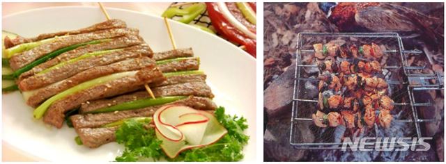 【서울=뉴시스】북한 노동신문이 5일 설 명절 음식에 대해 소개했다. 사진은 소고기구이와 꿩고기구이. 2019.2.5. (사진=노동신문 캡쳐) photo@newsis.com 